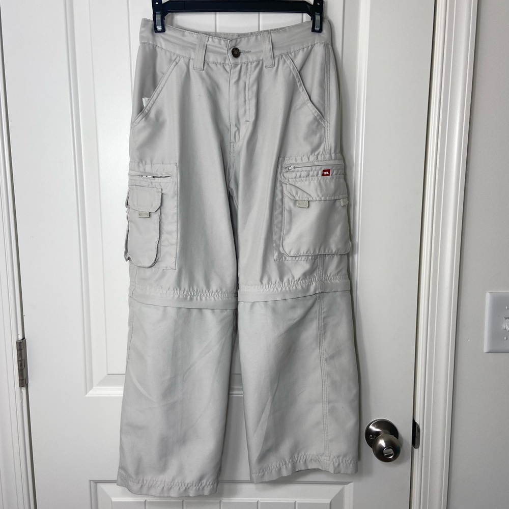 Tony Hawk boy’s light grayish tan cargo polyester pants zip convertible shorts
